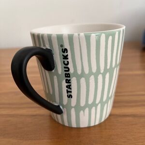 STARBUCKS 2016 Polar Bear Small Coffee Espresso Tapered Mug Stripes Green White